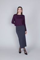 camiseta de cuello redondo con dobladillo remangado burgundy