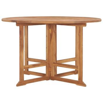 Mesa De Comedor De Jardín | Mesa De Exterior Plegable Teca Maciza Ø110x75 Cm