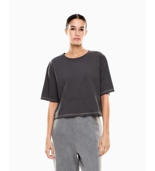 EA7 para mujer. 7W000926_AF21060 Camiseta Vigor7 Fullness gris (M), Casual, Algodón, Manga corta