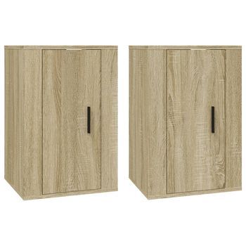 2 Uds Muebles Tv De Pared | Mueble De Salón | Armario Tv Roble Sonoma 40x34,5x60 Cm