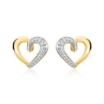Pendientes corazón de oro 14 quilates con diamantes