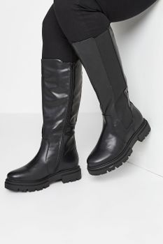 Limited Collection Botas Gruesas Negras Altas En Ancho Especial