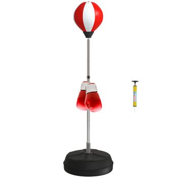 HOMCOM Saco de boxeo de pie, bola de boxeo de pie ajustable en altura cm con guantes, bomba y base para adolescentes y principiantes Rojo
