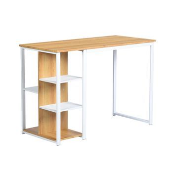 Escritorio Con 5 Estantes De Mdf Y Metal Urban Meuble 110x50x75 Cm - Blanco Y Roble