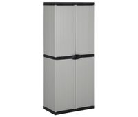 vidaxl armario de jardin con 3 estantes gris y negro 68x40x168 cm