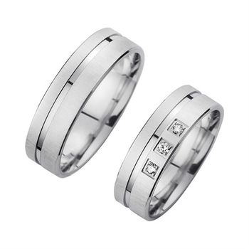 Alianzas oro blanco con diamantes ancho 6 mm