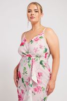 yours london vestido rosa palido con tirantes de flores  mujer curvy y tallas grandes yours london