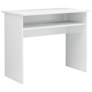 Escritorio De Madera Contrachapada Blanco Brillo 90x50x74 Cm Vidaxl