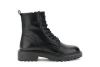 botines de piel con cordones y cremallera black 36