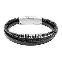 pulsera grabable de cuero sintetica negra para hombre
