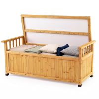 costway banco de jardin de madera con brazos y gran almacenaje resistente para exterior carga hasta 100 kg seguro 123 x 58 x 53 cm amarillo