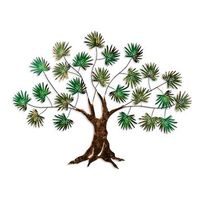 decoracion pared de metal maple verde marron 115x90 cm