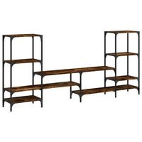 mueble tv  mueble de salon  armario tv madera ingenieria roble ahumado 2065x285x95 cm