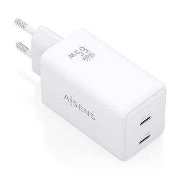 Cargador GaN Aisens ASCH-65W2P078-W 65W 2xUSB-C PD3.0 QC4.0 Blanco