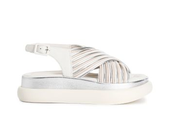 sandalias de piel cruzadas con varias tiras multi silver 38