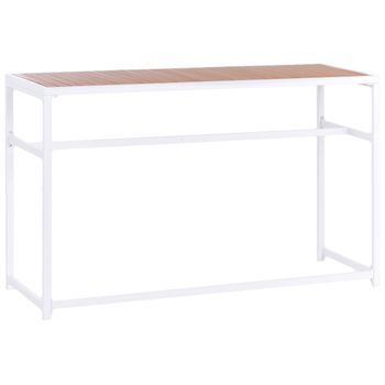 Mesa Moderna De Jardín Interior Exterior 150 X 50 Cm Acero Madera Plástica Blanco Avetrana