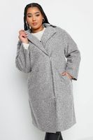 yours abrigo gris boucle con cremallera mujer curvy y tallas grandes yours