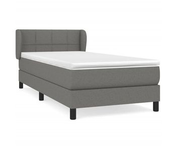 Cama box spring con colchón tela gris oscuro 80x200 cm bloques con cuadros