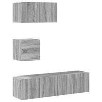 set de muebles para tv  muebles de salon 4 pzas madera contrachapada gris sonoma cfw13926