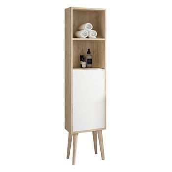 Kibath Mueble Auxiliar De Baño Noruega 35x24 Cm Acabado Roble Y Blanco Mate Suspendido (patas Decorativas Incluidas)