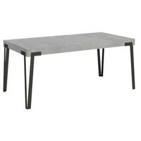mesa de comedor extensible de diseno con patas de metal antracita konta-color gris cemento-ancho extensible