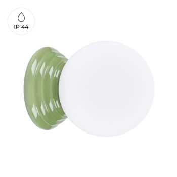Lámpara de pared verde oliva cerámica/vidrio vidriado alt. 12 cm