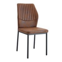 juego de 4 sillas de comedor vintage de cuero marron