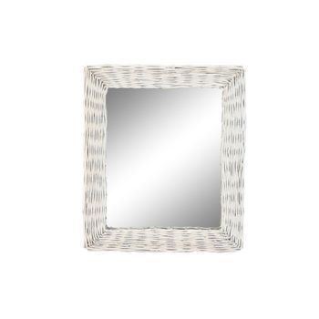 Espejo Mimbre Cristal 53,5x4x62,5 Trenzado Blanco