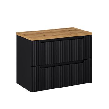 Mueble bajo lavabo 80cm 2 cajones paneles de melamina y mdf negro