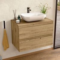 mueble bano suspendido 60 cm roble lavabo bellobath