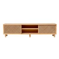mueble de tv 2 puertas de madera maciza natural 180 cm barnizado