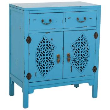 Recibidor de madera con 2 cajones y 2 puertas 66x36x78 azul