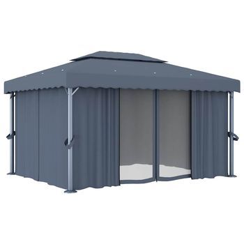 4 X 3 M  Poste De Aluminio Y Tubo De Soporte De Acero - Antracita