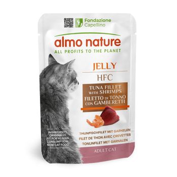 Almo Nature HFC Jelly 24 x 55 g - Pack Ahorro - Filete de atún con gambas