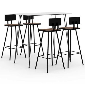 Juego De Mesa Alta Y Taburetes De Bar 5 Piezas Blanco Vidaxl