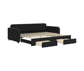 Sofá cama - sofá convertible nido con cajones terciopelo negro 90x200 cm