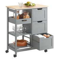 carro de almacenamiento mueble auxiliar cocina carrito de servir con 3 cajones 2 estantes y 1 bandeja extraible gris fkw79-hg sobuy es