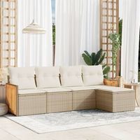 conjunto de sofas jardin con cojines 5 uds  mueble jardin mesa y sillas ratan sintetico beige cfw752806
