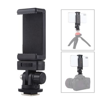 PULUZ Adaptador de montaje de trípode de zapata fría con rosca de tornillo de 1/4 de pulgada con soporte de abrazadera para teléfono para cámaras DSLR