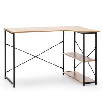 Mesa de escritorio 2 estantes negro, estilo industrial, 120 cm