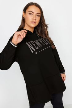 Yours Sudadera Negra Y Purpurina Con Capucha 