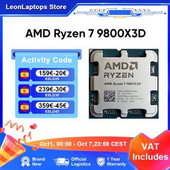 PROCESADOR AMD Ryzen 7 9800X3D, 8 núcleos, 16 hilos, 104MB, caché de juego, frecuencia de aceleración, 9800X3D, v-cache, 5,2 GHz, CPU