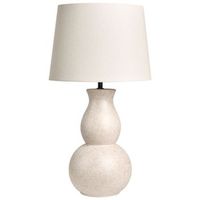 lampara de mesa estilo escandinavo base de ceramica pantalla de lino forma cilindrica pintada beige claro charges