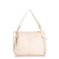 bolso shopping suave de material granate con bandolera y detalle de letras beige taglia unica