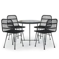 conjunto comedor jardin 5 uds  mueble jardin mesa y sillas ratan sintetico negro