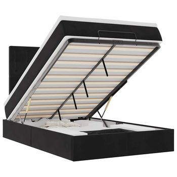 Estructura De Cama Otomana Colchones Terciopelo Negro Vidaxl