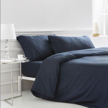 Funda Nórdica Saten Algodon Egipcio 400 Hilos Azul 220x220 Cama 135