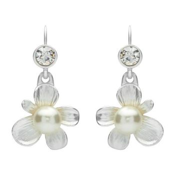 Pendientes en forma de flor perlas bisutería