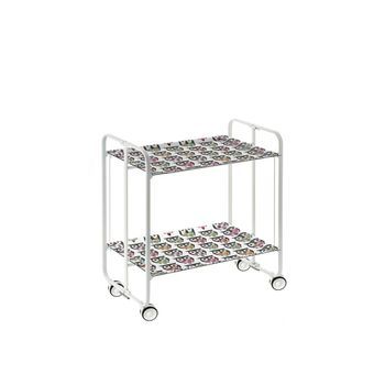 Carrito Auxiliar Plegable Bauhaus Con Ruedas - Armazón Metálico Blanco, 2 Niveles Y 4 Posiciones Ajustables,,72