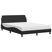 cama matrimonial  cama para adulto  cama con colchon dover cuero sintetico negro 120x200 cm